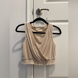 Ocean Drive Beige Sleeveless Wrap Top